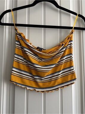 Mustard Yellow Striped Ribbed Tube Top